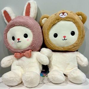 Plush Bunny and Bear costume pair - 15” NWT